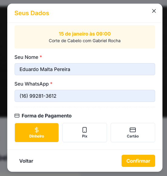 Formulário de Finalização com Pagamento
